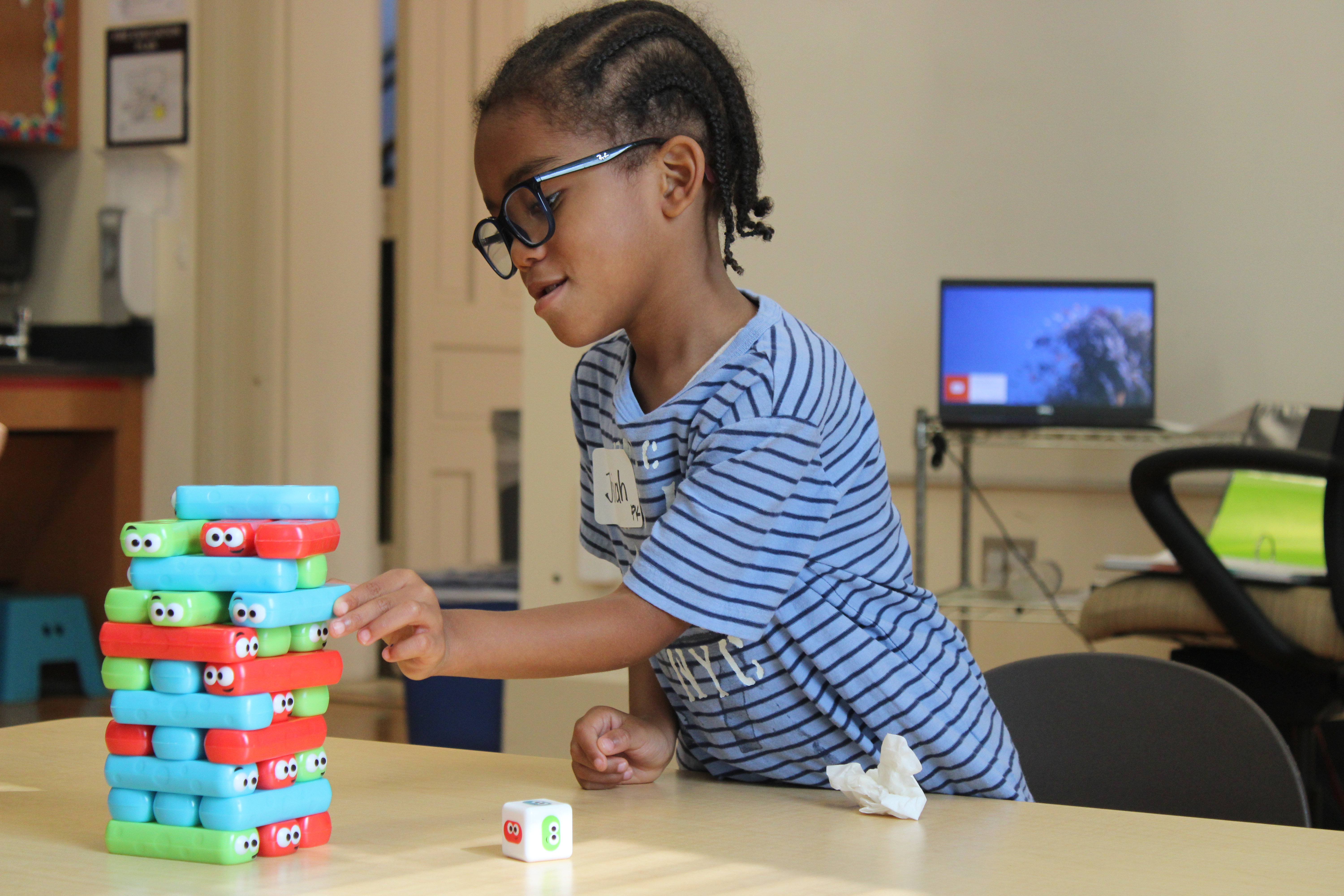 Student Playing with Blocks